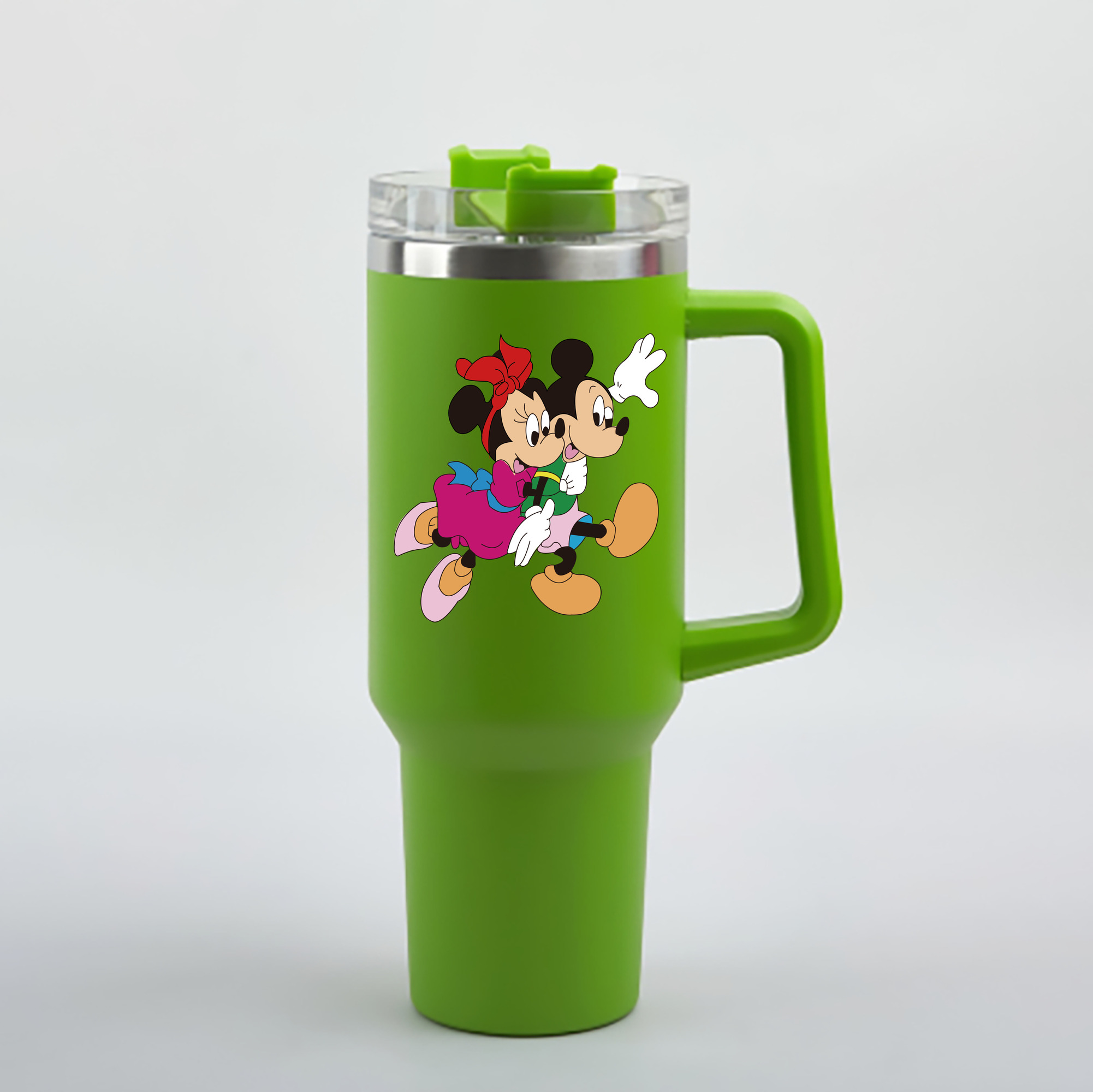 （画像用） ミッキーマウス Mickey Mouse 1200mL車用タンブラー - クリスタルステッカー（プラスチックストロー付き）
